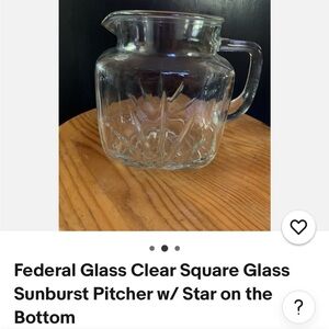 Clear Glass Pitcher with Star Design